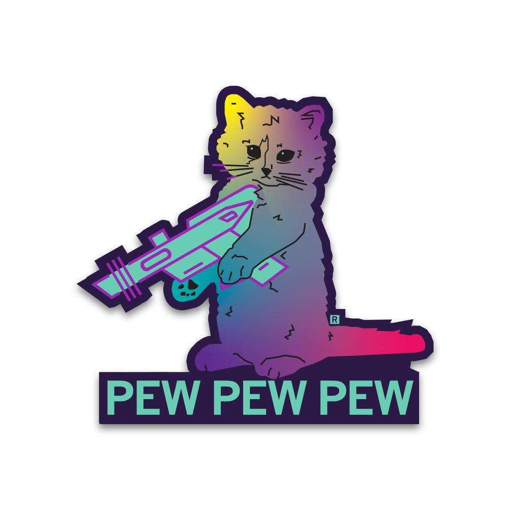 Pew Pew Pew Rainbow Die-Cut Sticker