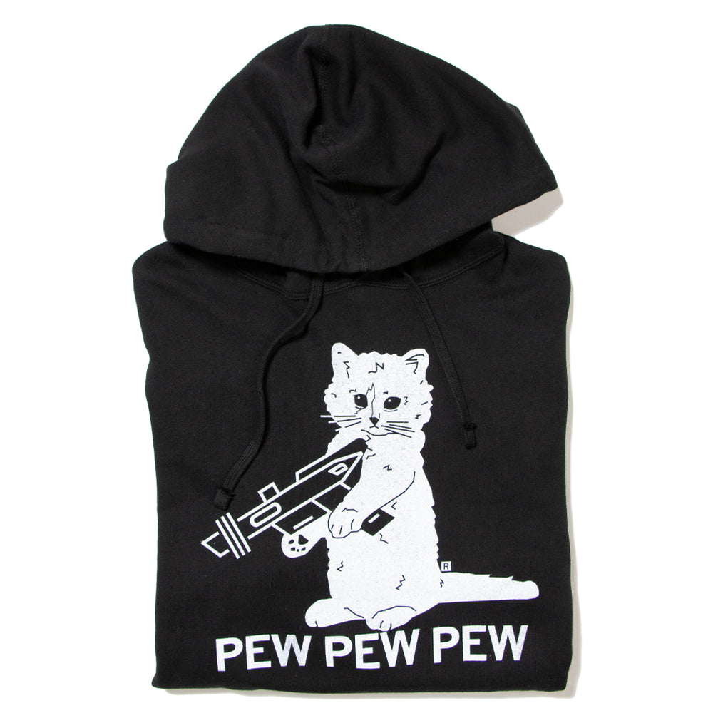 Pew Pew Pew Cat Pullover Hoodie