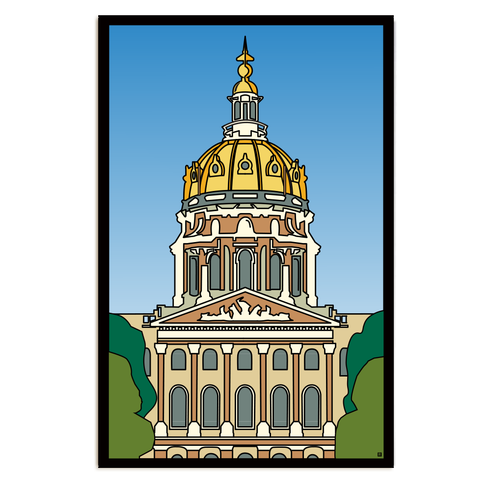 Iowa Capitol Illustration Poster