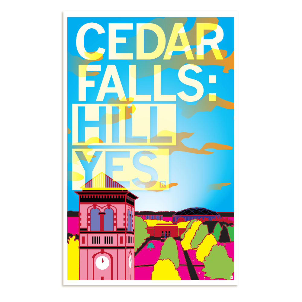 Cedar Falls: Hill Yes Illustration Poster