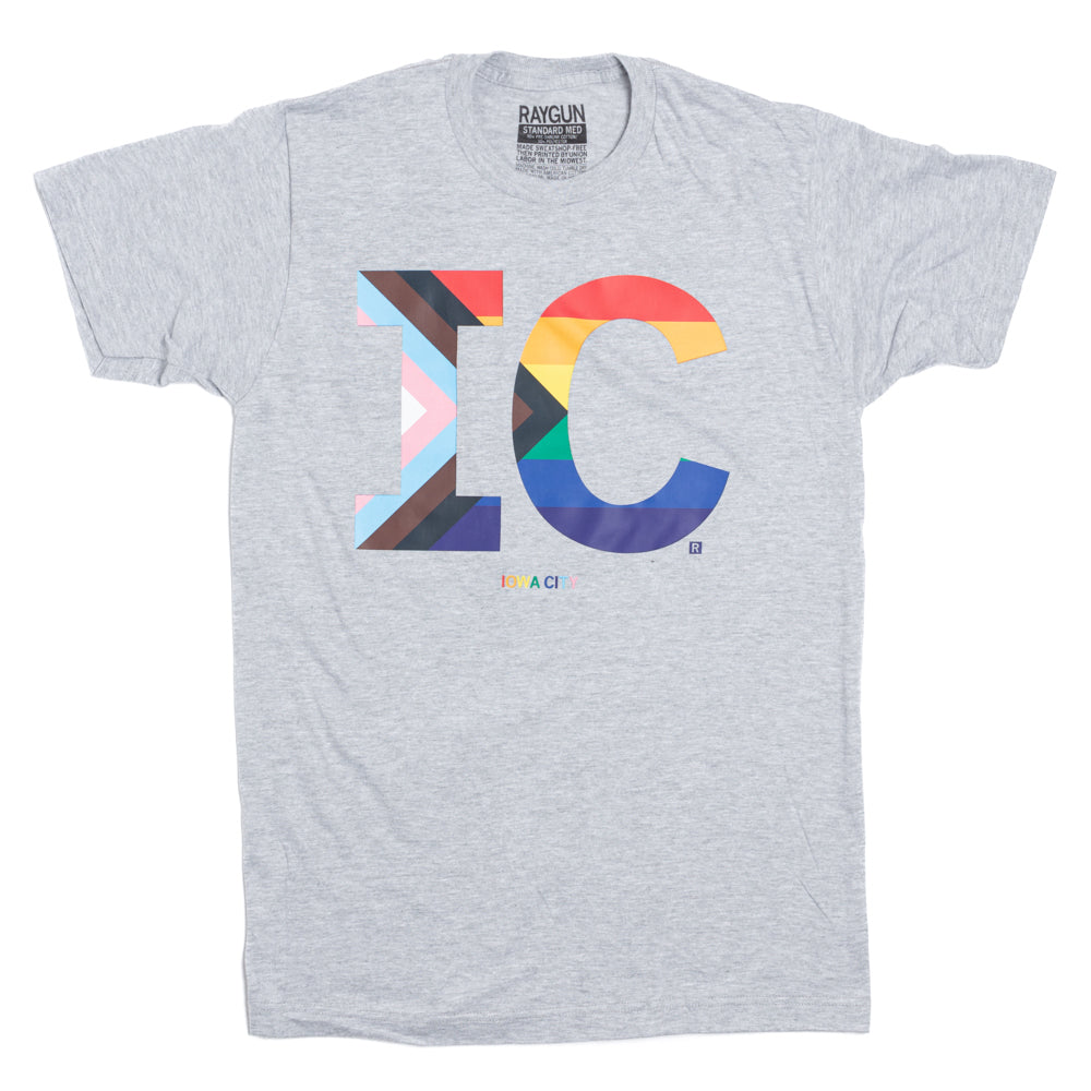 IC Stacked Text Progress Pride Flag T-Shirt