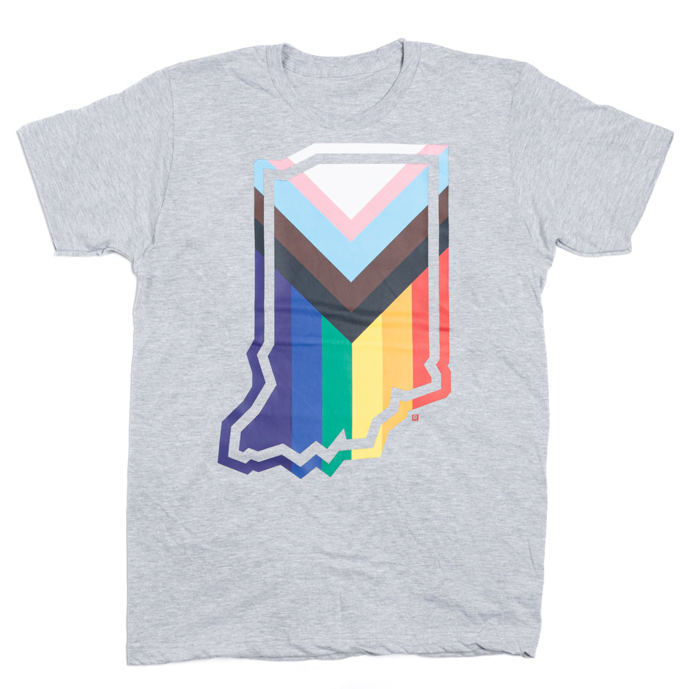 Indiana Outline Progress Pride Flag T-Shirt