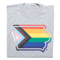 Iowa Outline Progress Pride Flag Shirt