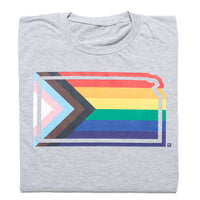 Kansas Outline Progress Pride Flag Shirt
