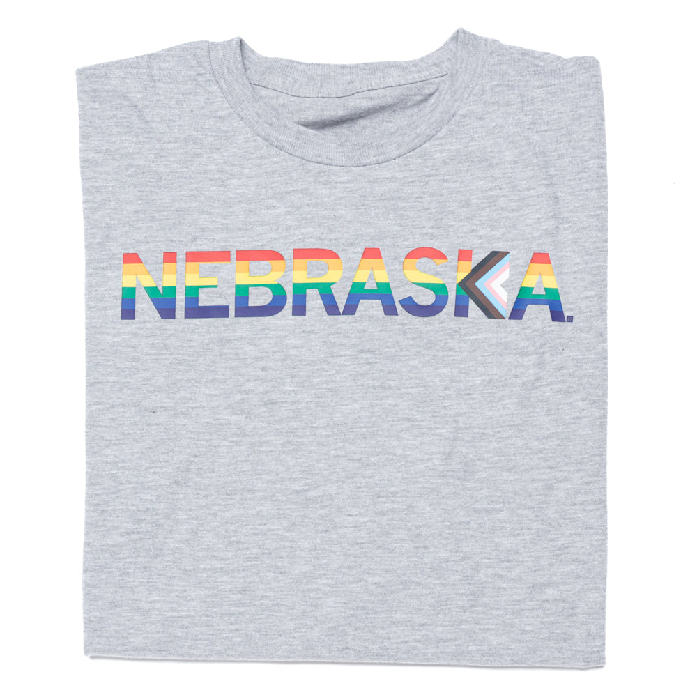Nebraska Text Progress Pride Flag Shirt