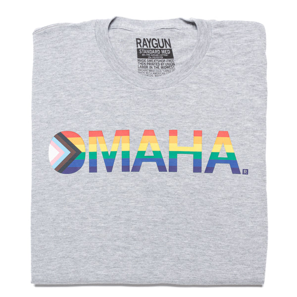 Omaha Text Progress Pride Flag Shirt