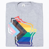Wisconsin Outline Progress Pride Flag Shirt