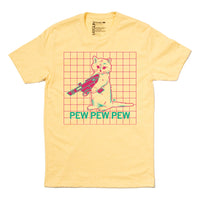 Neon Yellow Cat Pew Pew Pew T-Shirt