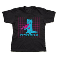Pew Pew Pew Neon Cat Youth T-Shirt