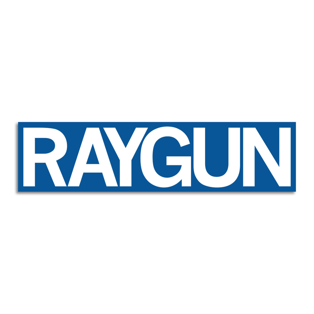 RAYGUN Block Text Logo Cool Blue & White Die-Cut Sticker