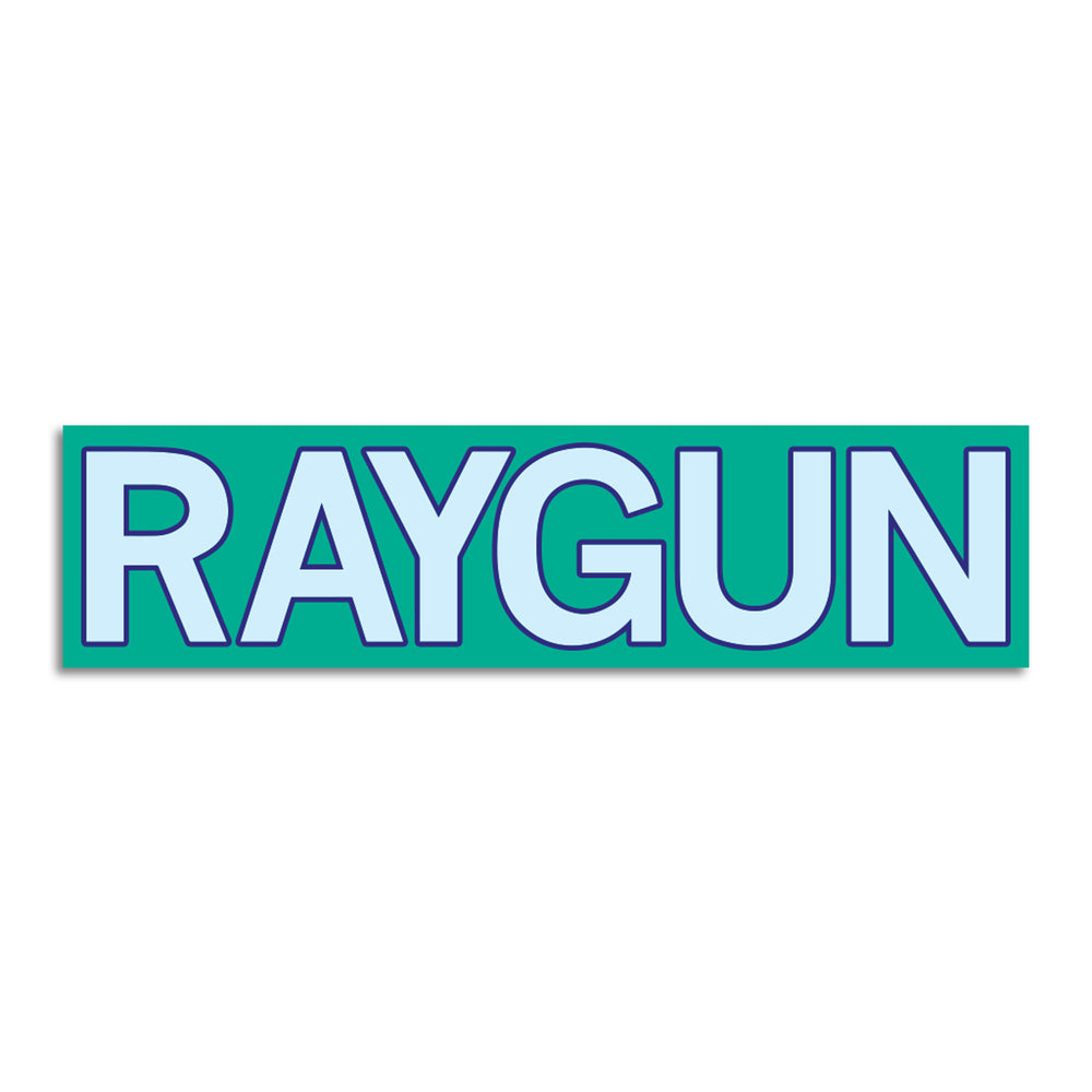 RAYGUN Block Text Logo Green & Light Blue Die-Cut Sticker