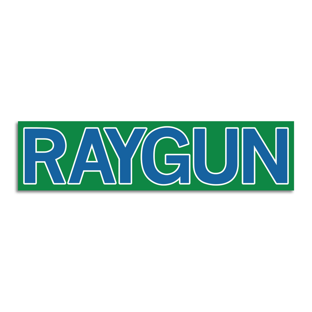 RAYGUN Block Text Logo Green & Navy Die-Cut Sticker