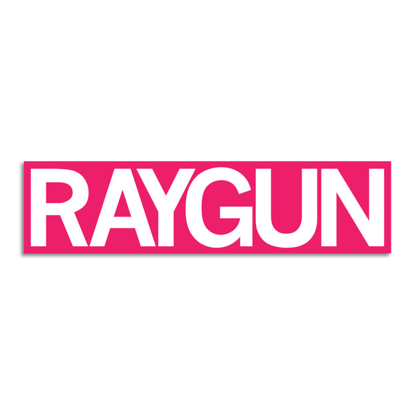 RAYGUN Block Text Logo Pink & White Die-Cut Sticker
