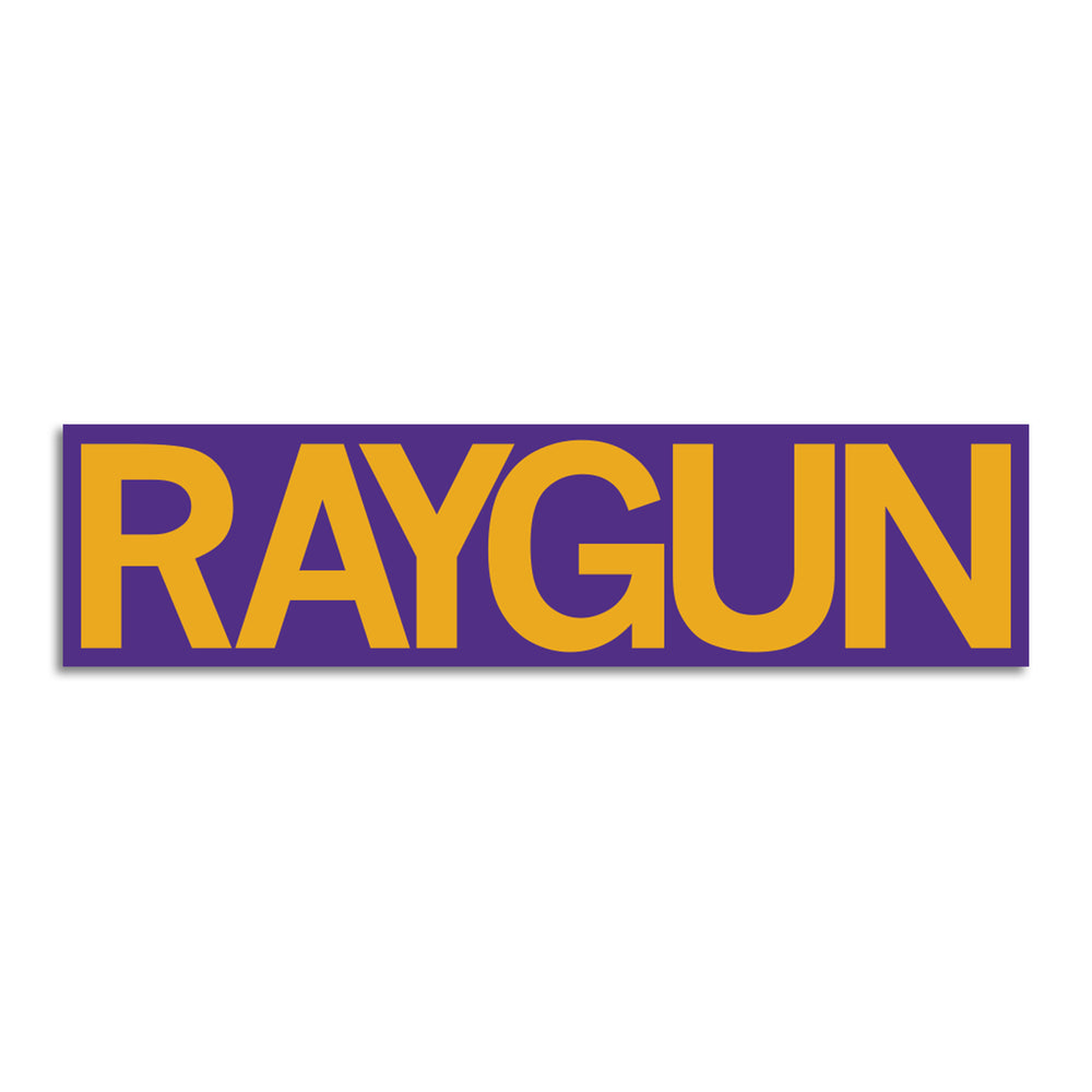 RAYGUN Block Text Logo Purple & Gold Die-Cut Sticker