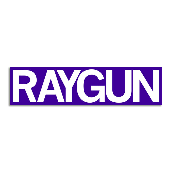 RAYGUN Block Text Logo Purple & White Die-Cut Sticker