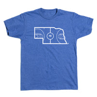 Nebraska Outline Basketball Blue T-Shirt