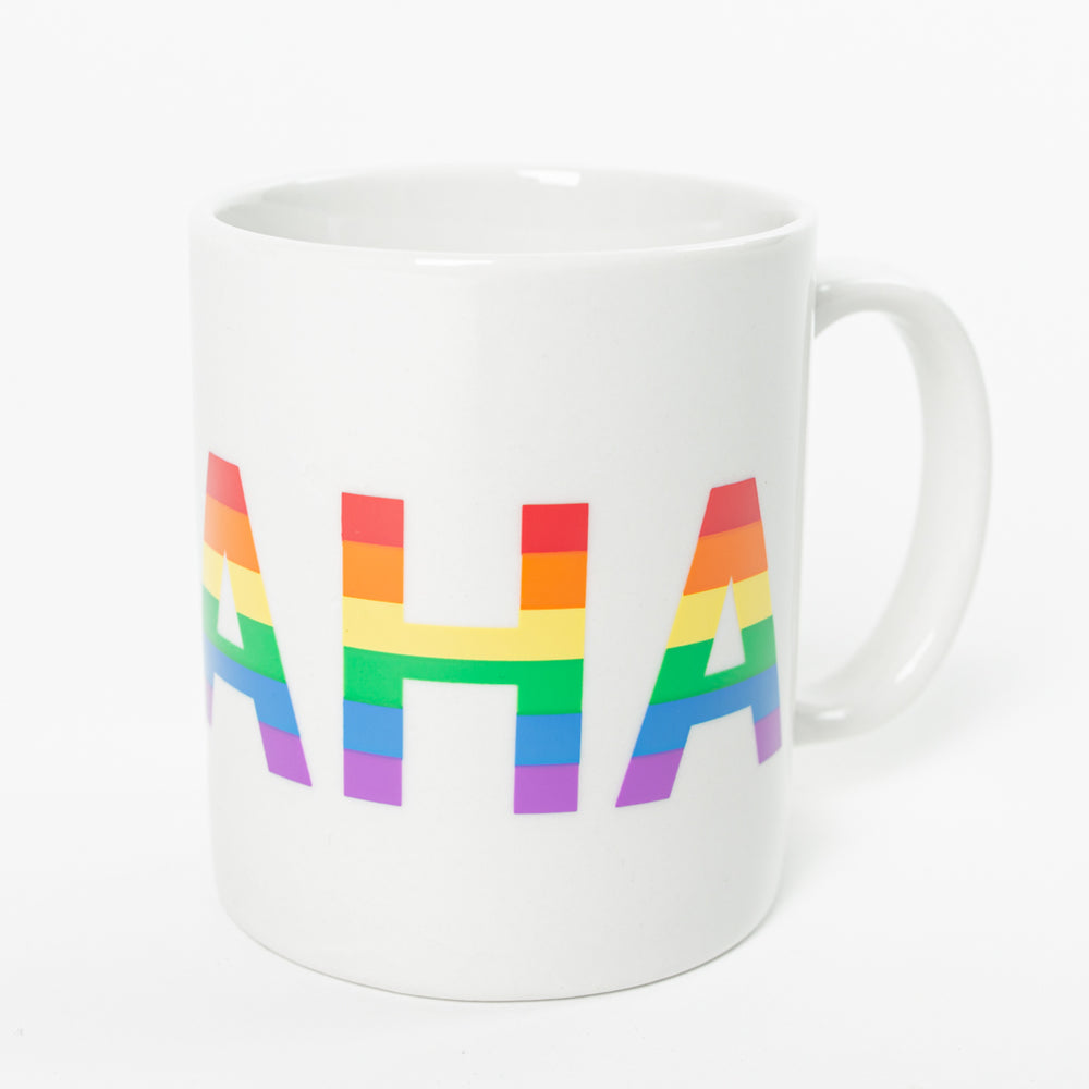 Rainbow Omaha Nebraska Mug Gay LGBTQ Pride Midwest City State Mug Coffee Mugs Drink Beverage Print Red Orange Yellow Green Blue Purple Violet White