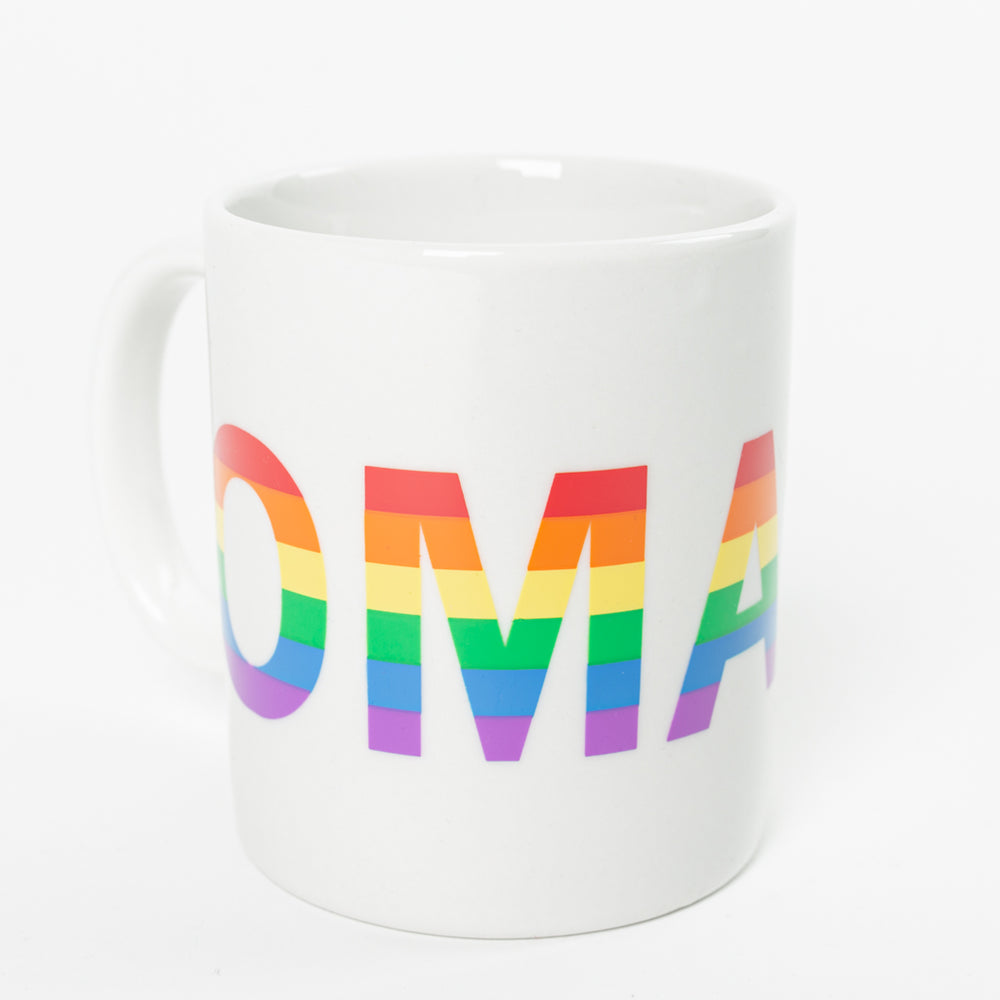 Rainbow Omaha Nebraska Mug Gay LGBTQ Pride Midwest City State Mug Coffee Mugs Drink Beverage Print Red Orange Yellow Green Blue Purple Violet White