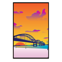 Rock Island Centennial Bridge Illustration Poster