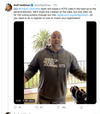 Duff Goldman stands on a balcony wearing a Pigment Black Pullover Hoodie that says AMERICA NEEDS JOURNALISTS in a video post about voter registration.