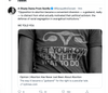 A person wears a sweatshop-free t-shirt featuring a stylized uterus icon and the text GET YOUR OWN THEN TELL IT WHAT TO DO below a New York Times article link.