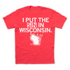 I Put The Sin In Wisconsin State Midwest Devil Red White Milwaukee Raygun T-Shirt Standard Unisex Snug