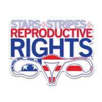 Stars & Stripes & Reproductive Rights America Planned Parenthood Abortion Uterus Women Brite Red Royal Blue White Raygun Die-Cut Sticker Stickers