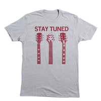 Stay Tuned Raygun T-Shirt Standard Unisex Snug Music Raygun Guitar Tuning Strings Maroon Dark heather Gray