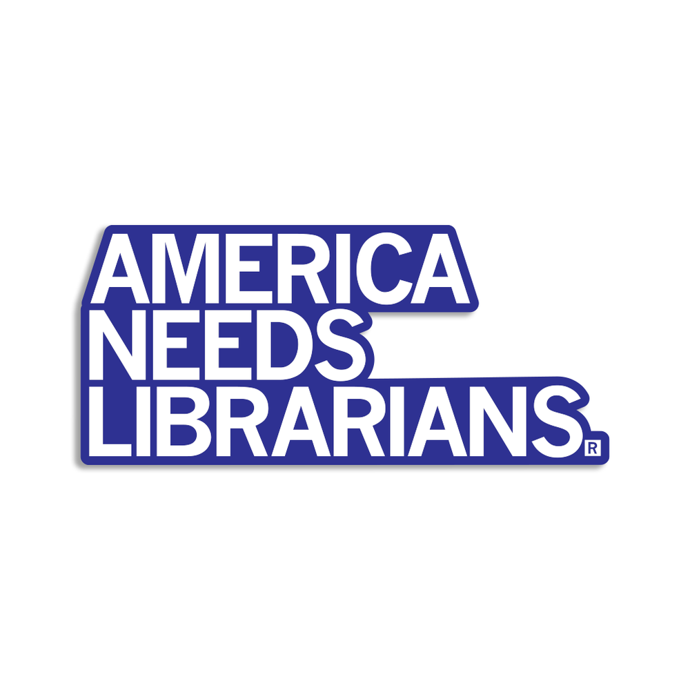 America Needs Librarieans Die-Cut Stickers Books Blue White Literacy Library USA Raygun