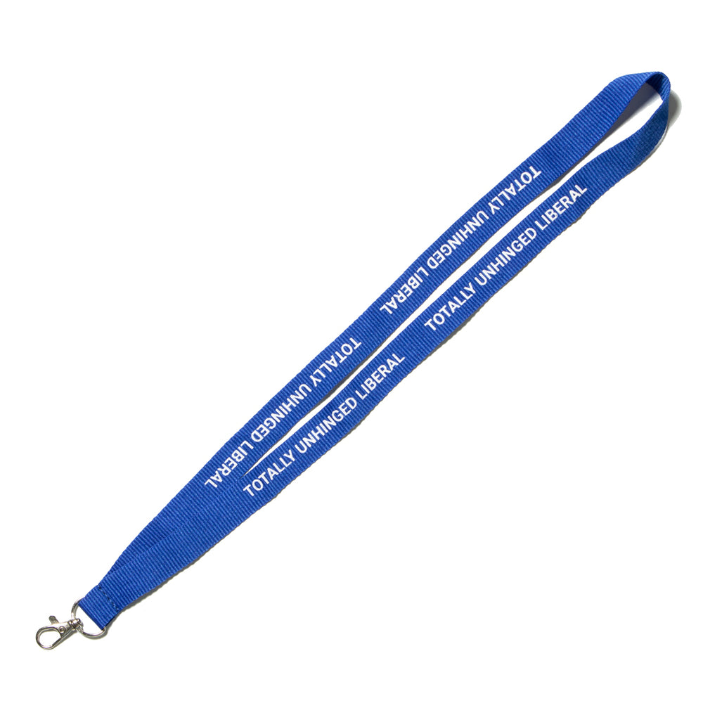Totally Unhinged Liberal Lanyard Politics Voting Raygun Blue White Keychain