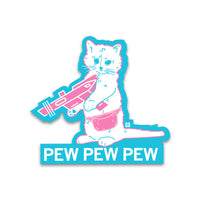 Trans Flag Pew Pew Pew Die-Cut Sticker