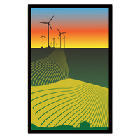 Iowa Wind Turbine Illustration Poster