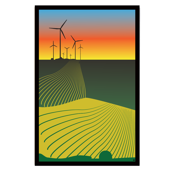 Iowa Wind Turbine Illustration Poster