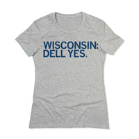 Wisconsin Dell Yes Milwaukee Midwest State Raygun T-Shirt Standard Unisex Snug Dark Heather Grey Navy