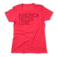 america needs love snug womens t-shirt