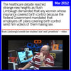 A screenshot of a video featuring Rush Limbaugh at a radio desk, topped with text about his controversial March 2012 comments on birth control insurance mandates, including a mention of union made t-shirts.