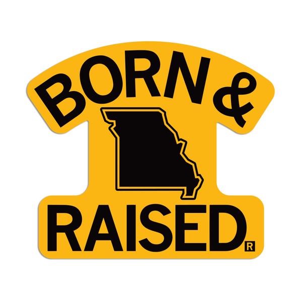 Missouri Outline Black and Gold Born & Raised Die-Cut Sticker