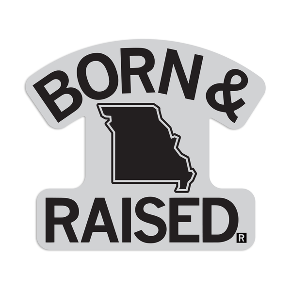 Missouri Outline Grey and Black Born & Raised Die-Cut Sticker