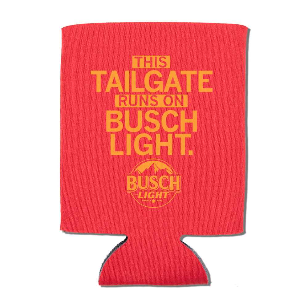 This Tailgate Runs on Busch Light Beer Can Cooler Sports Sport Tailgating Teams Red Gold Drinkwear