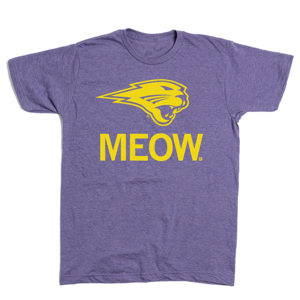 Panthers Go Meow UNI University Northern Iowa Cedar Falls Heather Purple Raygun T-Shirt