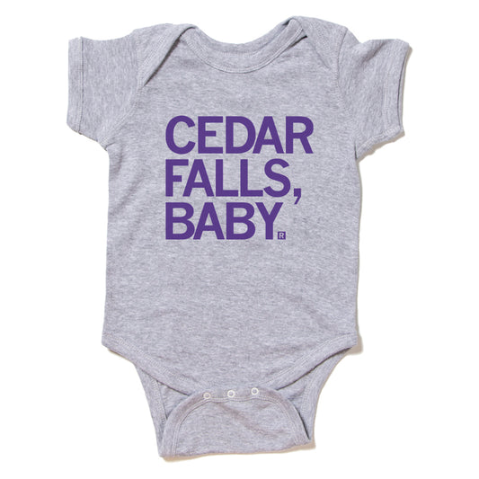 purple Heather Grey Cedar Falls, Baby Babies Onesies Onesie Toddler Kids Children Youth Iowa