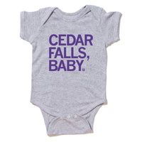 purple Heather Grey Cedar Falls, Baby Babies Onesies Onesie Toddler Kids Children Youth Iowa