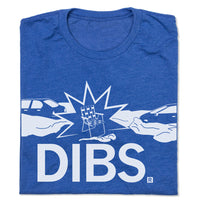 Chicago Dibs Lawn Chair Parking Cars Burst T-shirt Raygun Heather Royal Illinois Standard Unisex Snug