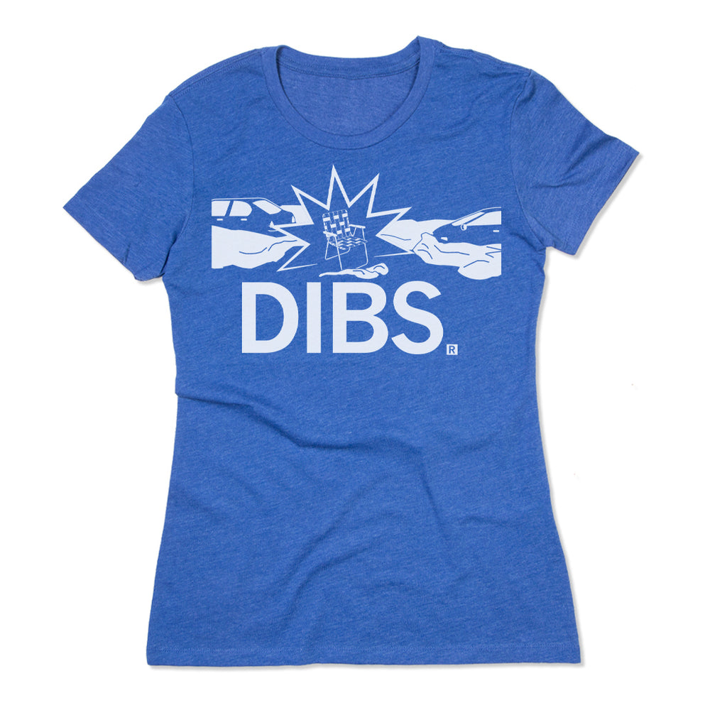 Chicago Dibs Lawn Chair Parking Cars Burst T-shirt Raygun Heather Royal Illinois Standard Unisex Snug