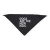Black RAYGUN dog bandana featuring the white text DOGS ARE THE NEW KIDS.