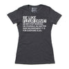 Dark gray RAYGUN inspirational t-shirt with white text that reads, BE LIKE FLEUR DRIVE! NEVER STOP WORKING ON YOURSELF, NO MATTER HOW INCONVENIENT IT IS FOR EVERYONE ELSE.