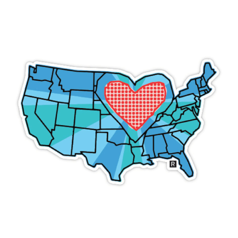 Midwest Heartland Sticker Heart Map