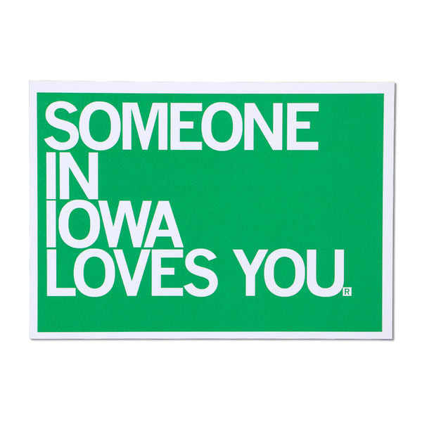 Someone In IA Loves You Text Postcard - Green