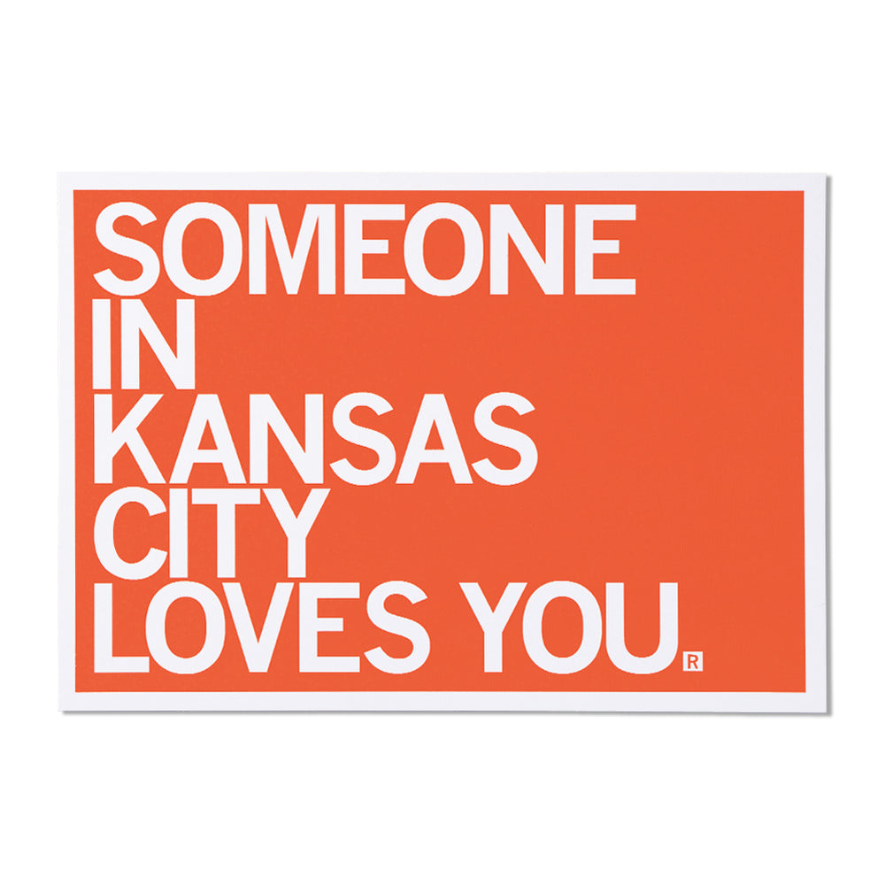 Someone In Kansas City Loves You Text Postcard - Red