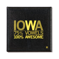 Iowa Vowels Metal Magnet - Black